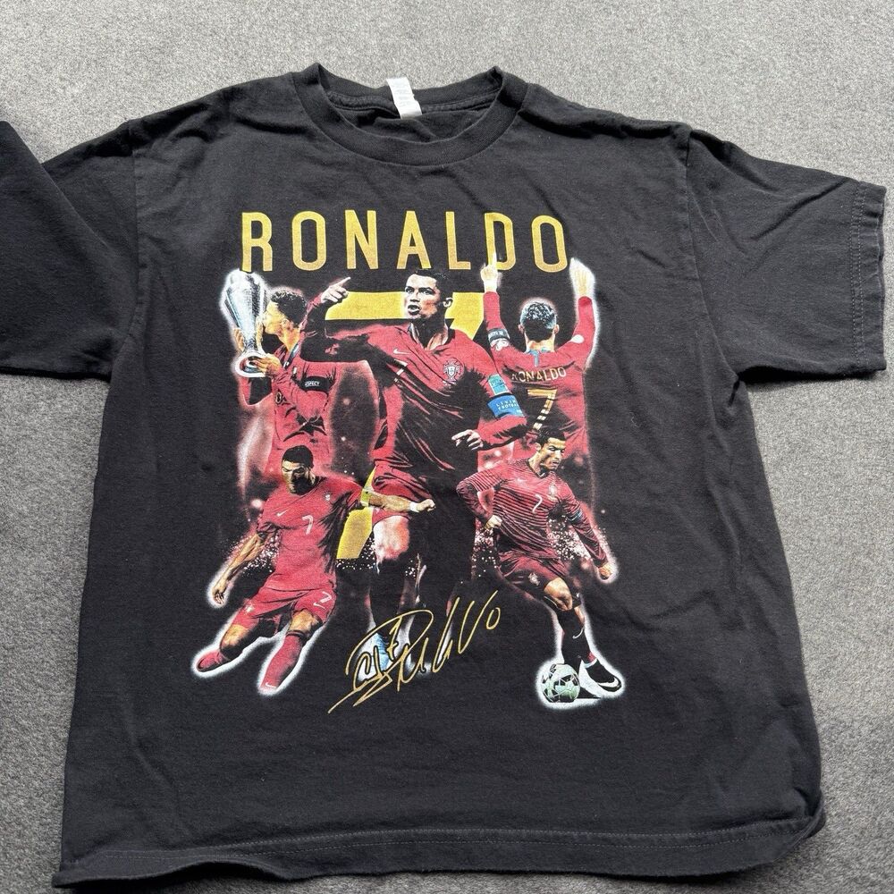 cristiano ronaldo Kids T Shirt Black Medium Crew Neck crew neck tee futboll A12